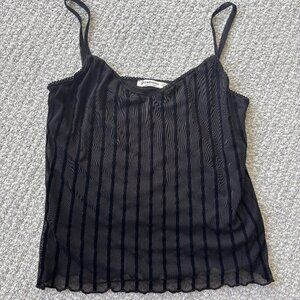 Stradivarius Sheer Pinstripe Cropped Tank